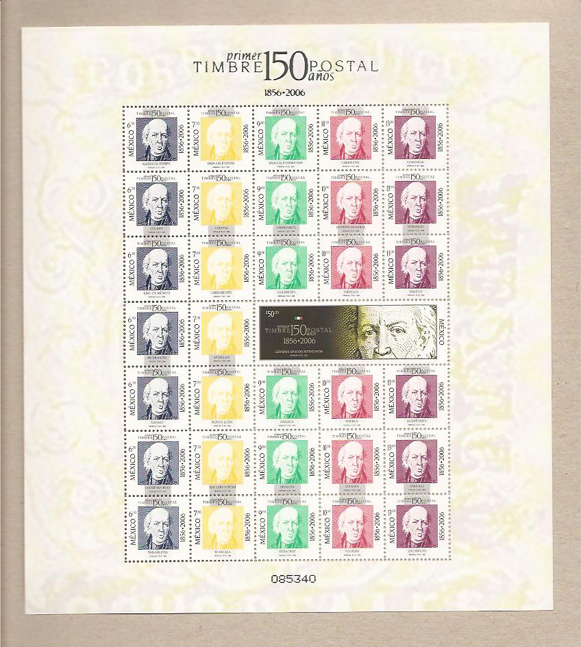 34453 - Messico - foglietto nuovo: 150 anniversario del primo francobollo - 2006
