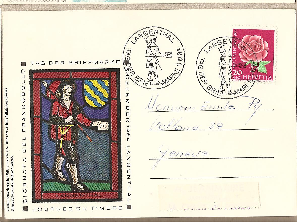 34464 - Svizzera - cartolina con annullo speciale: Giornata del francobollo - 1964