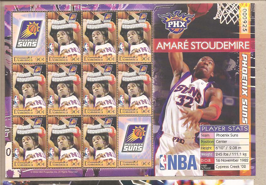 34606 - Dominica - foglietto nuovo: Stelle della NBA: Amar Stoudemire - 2006