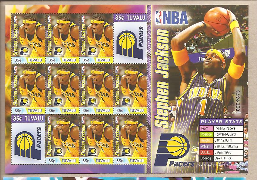 34608 - Tuvalu - foglietto nuovo: Stelle della NBA: Stephen Jackson - 2006