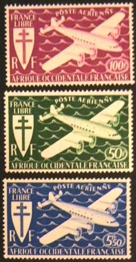 34668 - COLONIE FRANCESI - Africa Occidentale. Posta Aerea. Serie di Londra. Yv. n.1/3 *