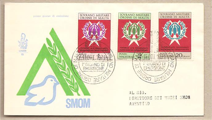 34809 - SMOM - busta FDC con serie completa: Ventennale del Commissariato ONU per i Rifugiati -1971 -  Venetia