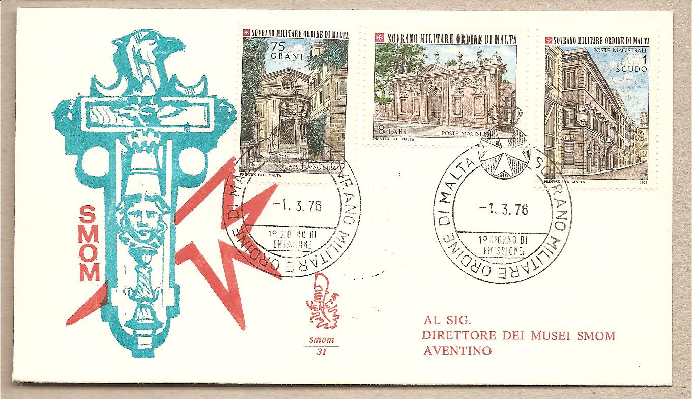 34818 - SMOM - busta FDC con serie completa: Sedi dell Ordine in Roma - 1976 - Venetia