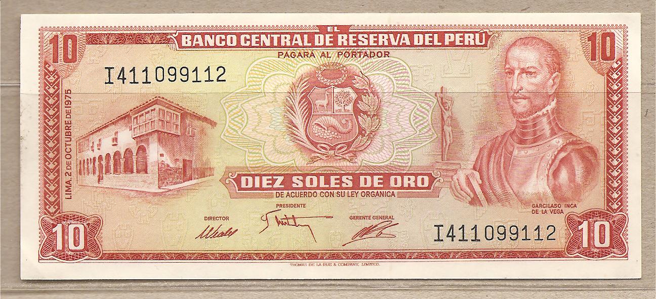 34902 - Perù - banconota circolata qFDS da 10 Soles de oro - 1975