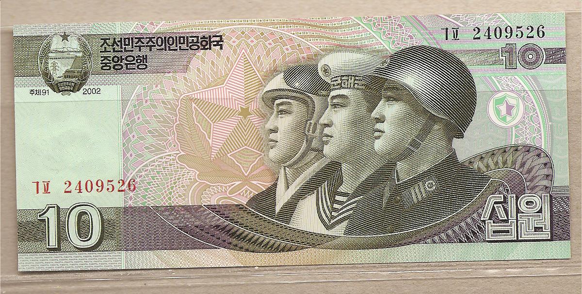 35012 - Corea del Nord - banconota non circolata da 10 Won - 2002