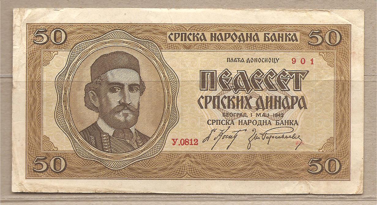 35421 - Serbia - banconota circolata da 50 Dinari - 1942