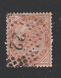 35549 - ITALIA REGNO-1863 EFFIGIE DI VITTORIO EMANUELE II-VALORE USATO DA 10 C. OCRA (CAT. N.17)-IN BUONE CONDIZIONI.