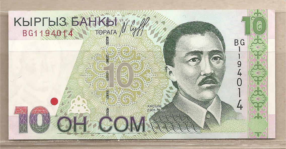 35627 - Kirghizistan - banconota non circolata da 10 Som - 1997