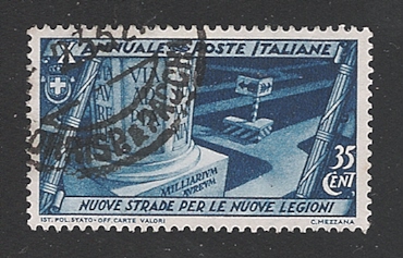35693 - ITALIA REGNO-1932-decennale della MARCIA SU ROMA - valore usato da 35 c. (viabilit) - IN OTTIME CONDIZIONI.