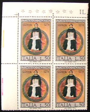 35707 - 1974 - 7 centenario della morte di San Tommaso d Aquino. N.1273  ** in quartina