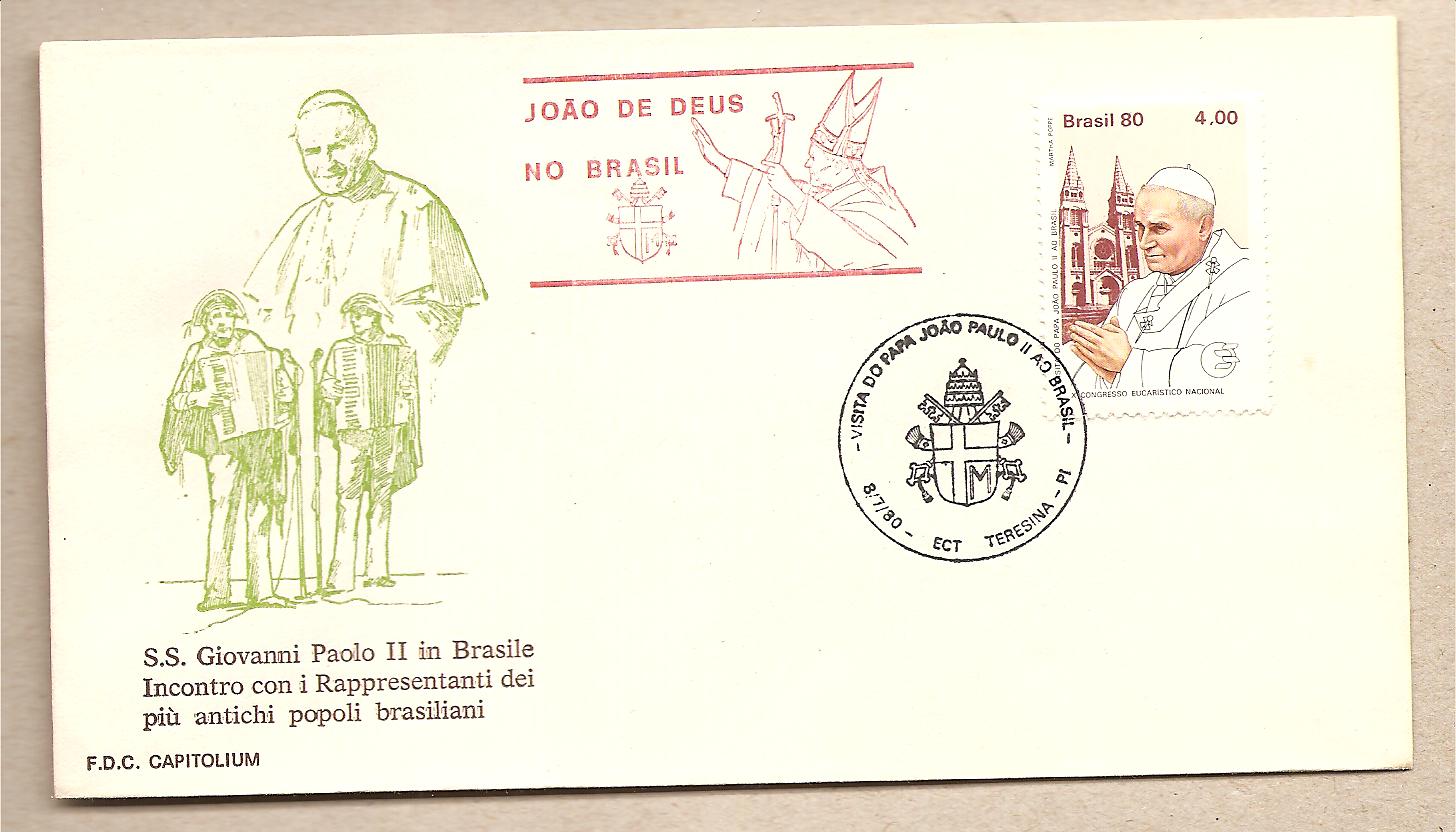 35840 - Brasile - busta con annullo speciale: Visita di S.S. Giovanni Paolo II - Incontro con i popoli nativi brasiliani - 1980