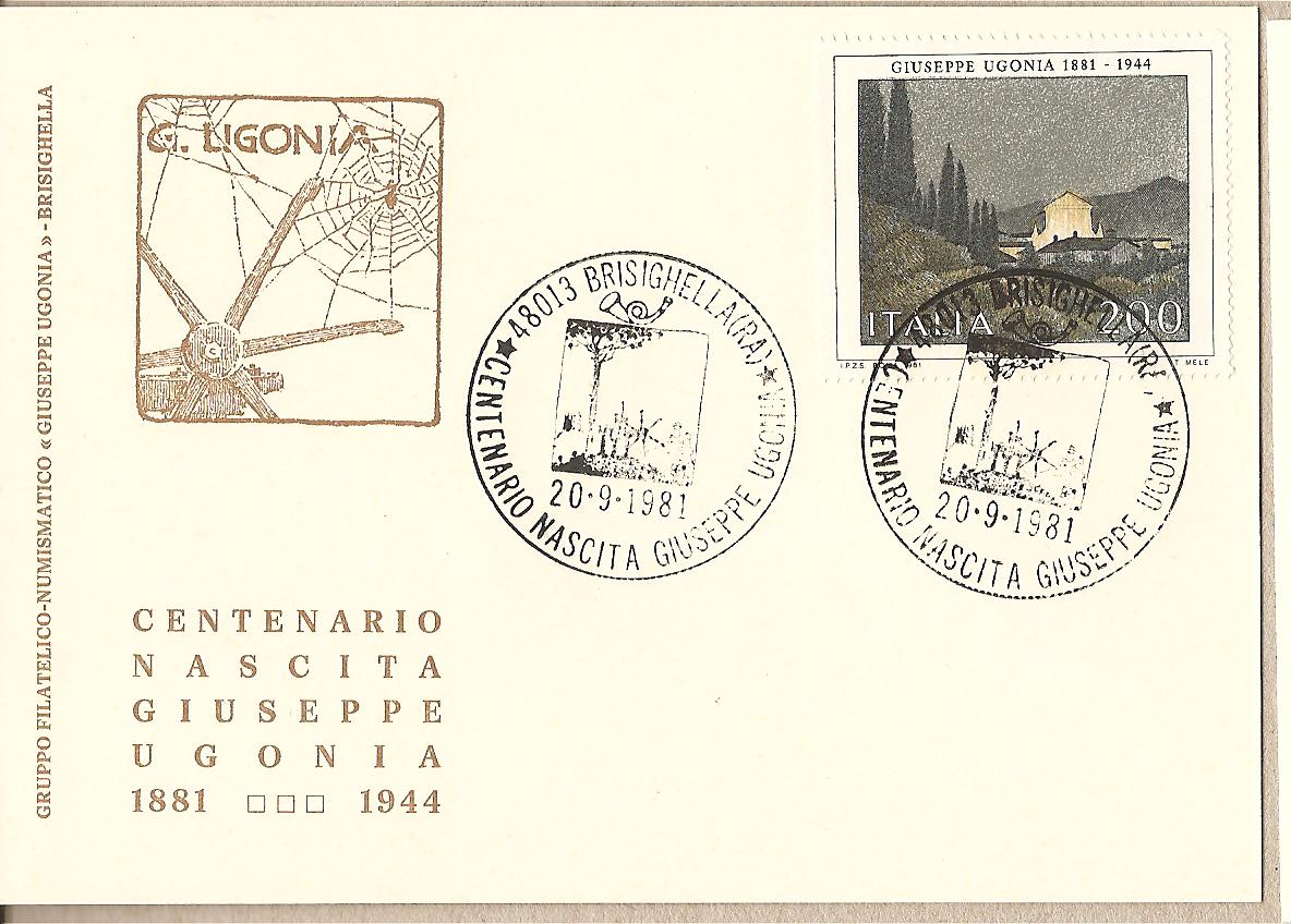 51045 - Italia - cartolina con annullo speciale: Giuseppe Ugonia - Centenario della nascita - 1981
