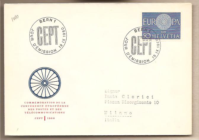 36078 - Svizzera - busta viaggiata per l Italia Europa CEPT - valore da 50 c. - 1960