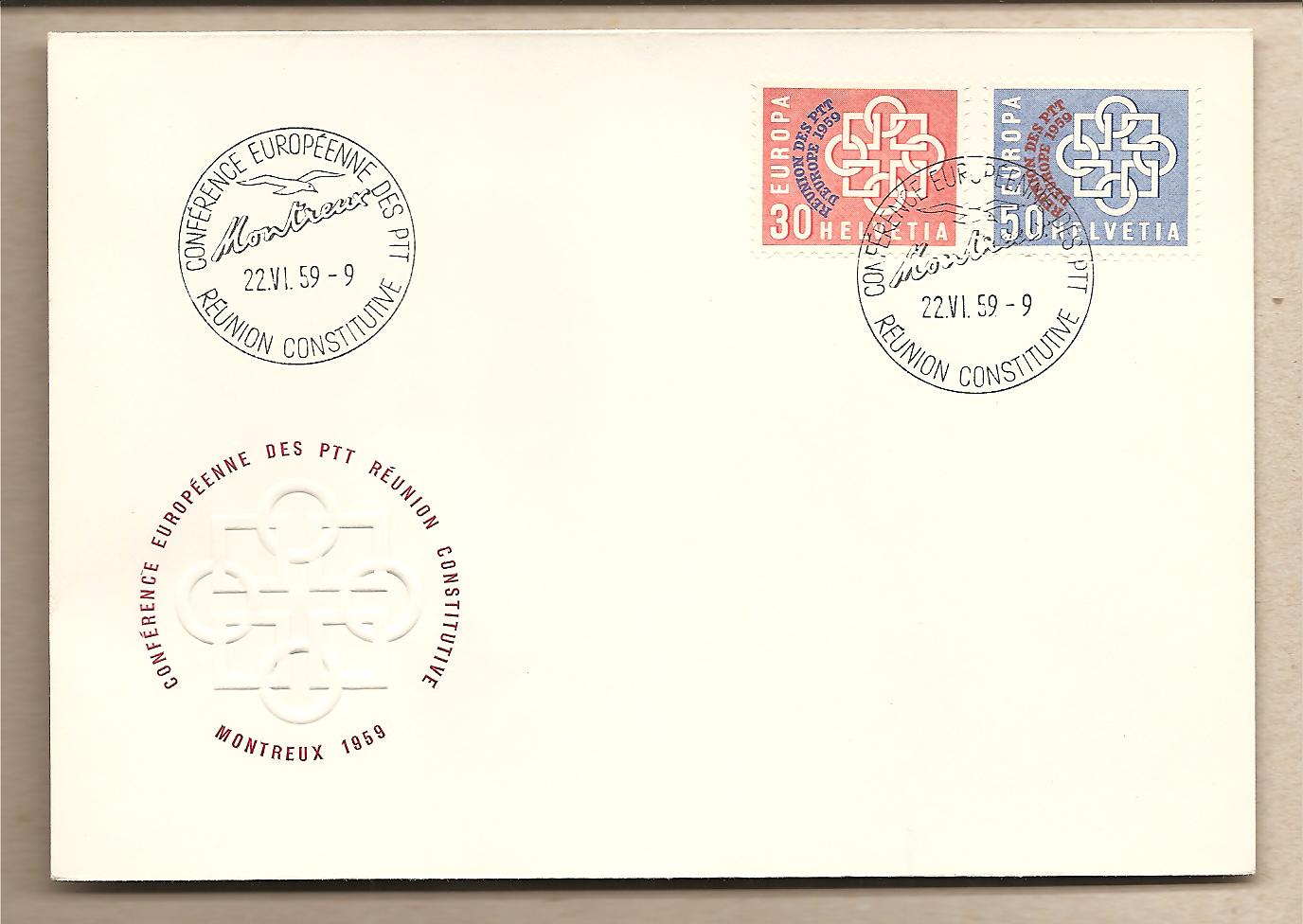 36097 - Svizzera - buste FDC con serie completa ed annullo speciale: Assemblea delle amministrazioni postali europee - 1959 * G
