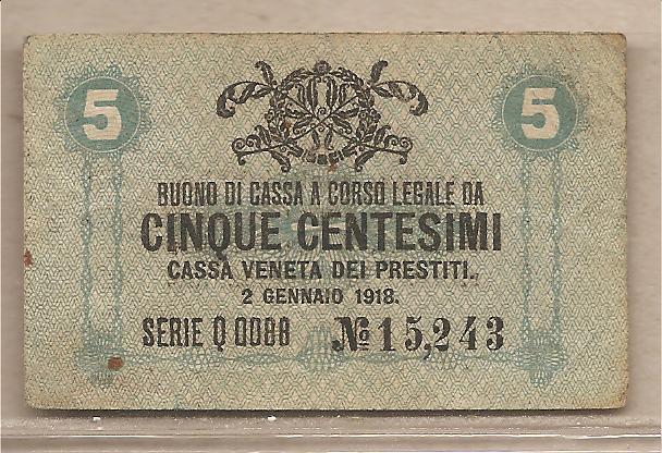 36482 - Italia - buono da 5 centesimi circolato Cassa Veneta dei Prestiti - 1918