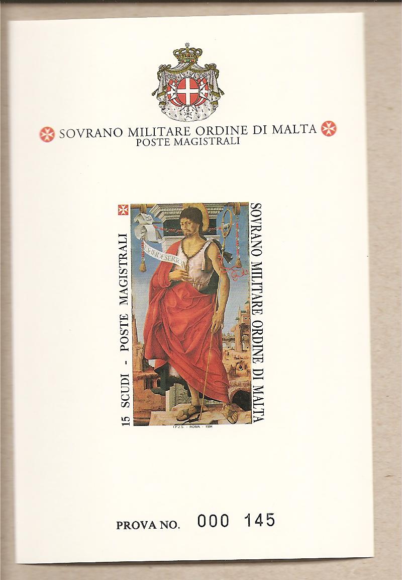36854 - SMOM - Prova del foglietto BF43 - 1994 - San Giovanni Battista