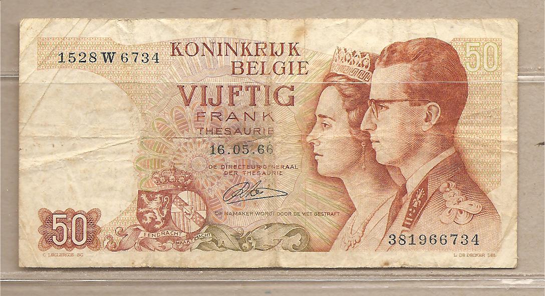 36873 - Belgio - banconota circolata da 50 Franchi - 1966