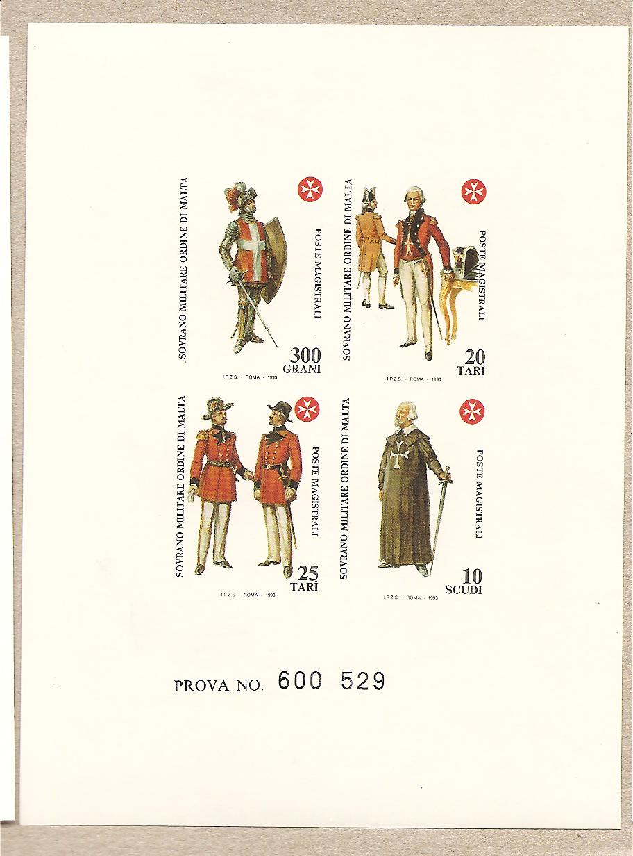 36911 - SMOM - Prova di stampa serie 451/4 - 1993 - Antiche uniformi dell Ordine
