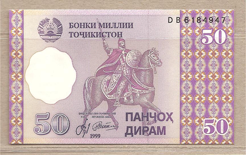 37011 - Tagikistan - banconota non circolata da 50 Dirams - 1999