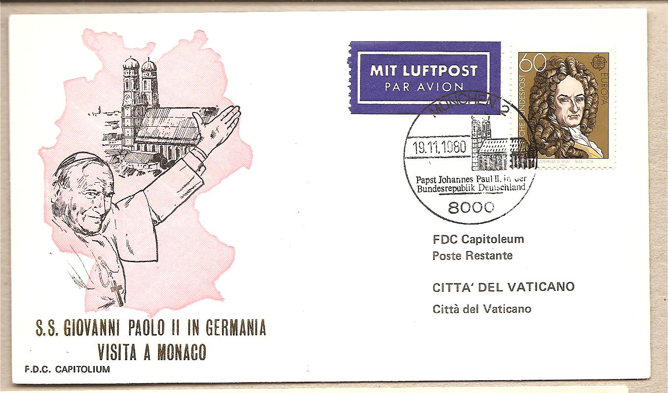 37046 - Germania Occidentale - busta con annullo speciale: Visita di S.S. Giovanni Paolo II a Monaco - 1980