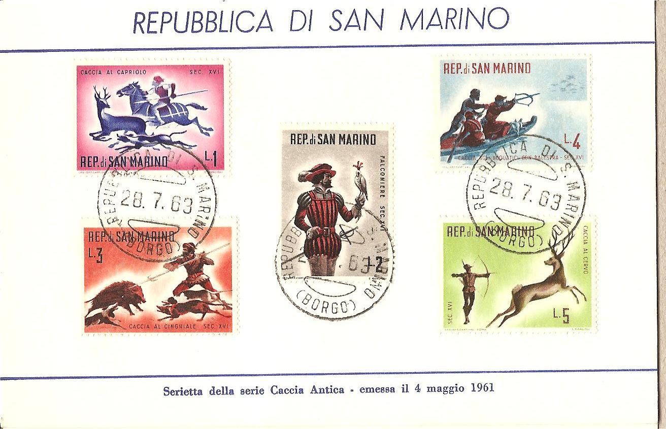 37068 - San Marino - serietta: Caccia Antica - 1961