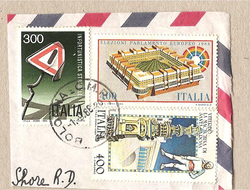 37131 - Italia - 3 francobolli usati su frammento 1984
