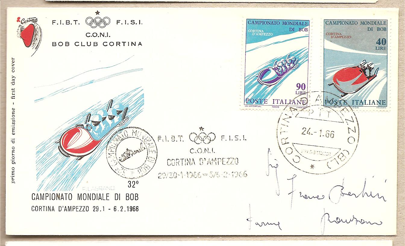 37368 - Italia - busta FDC con serie completa: Campionati mondiali di Bob - 1966