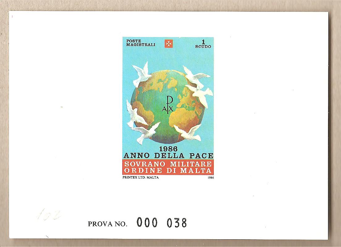 37418 - SMOM - prova di stampa della serie 258 - Anno Internazionale della pace - 1986