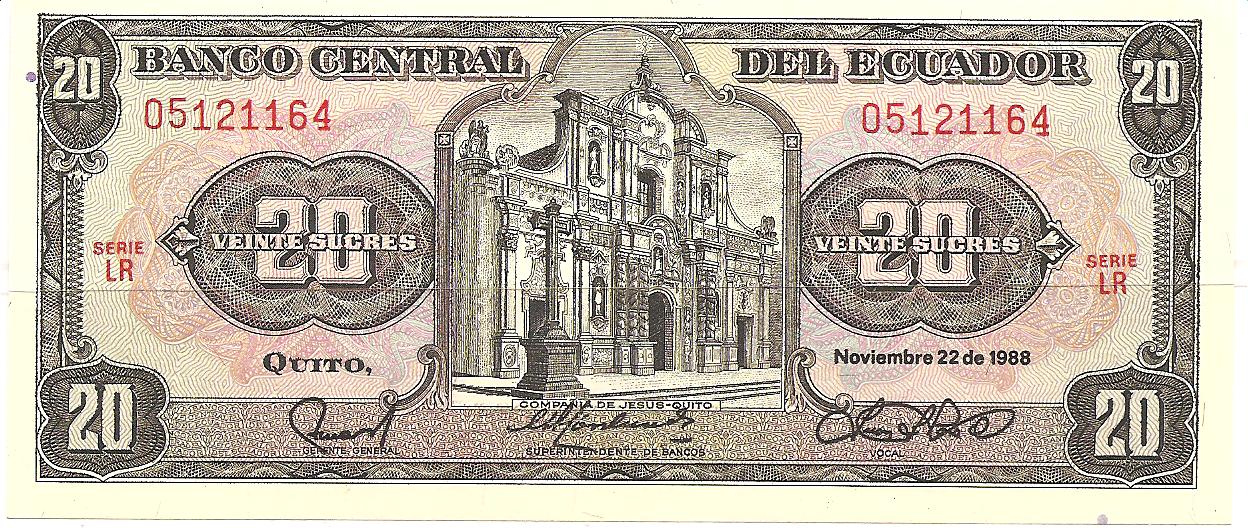 37537 - Ecuador - banconota non circolata da 20 Sucres - 1988