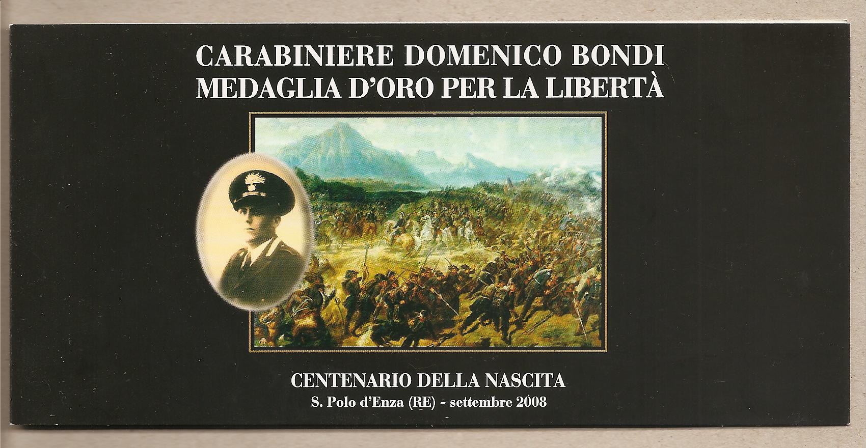 37545 - Invito alla mostra dedicata al Carabiniere Domenico Bondi M.O.V.M. alla memoria - 2008 * G