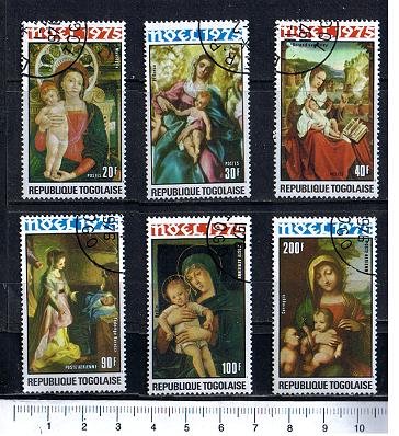 37739 - TOGO, Anno 1975-3603, Yvert 852/854+A265/267 - Natale: dipinti Religiosi sulla Nativit - 6 valori serie completa timbrata