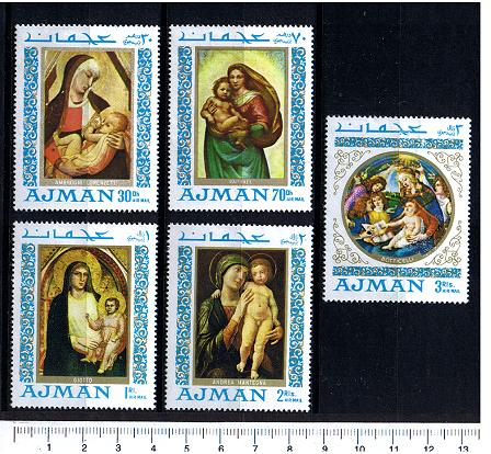 51086 - AJMAN (ora U.E.A.), Anno 1968, # 276-80 * Natale: dipinti religiosi di pittori Italiani - 5 valori serie completa nuova senza colla