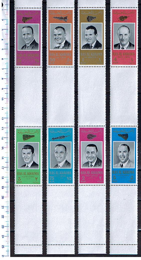 3859 - RAS al KHAIMA (Unione Emirati Arabi), Anno 1966, #48-55  - Spazio: Astronatuti U.S.A. - 8 valori  serie completa nuova