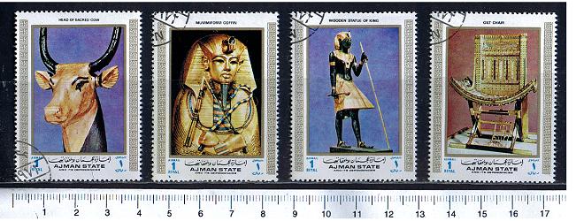38602 - AJMAN	1972-2682	Arte dell Antico Egitto soggetti vari - 4 valori serie completa timbrata