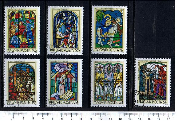 38624 - UNGHERIA 1972-2562 Antiche Vetrate Artistiche - 7 valori serie completa timbrata - Yvert 2275/2281
