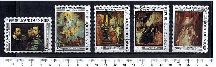 38652 - NIGER 1978-3783 Dipinti famosi di Rubens - 5 valori serie completa timbrata