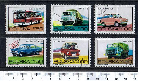 38678 - POLONIA, Anno 1973-3426, Yvert 2130/2135 - Automezzi diversi soggetti diversi - 6 valori serie completa timbrata
