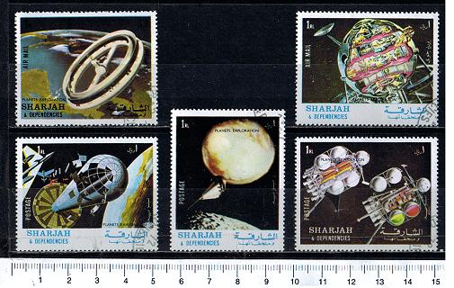 38913 - SHARJAH, Anno 1972-2551, TS. 1150/54 - Spazio: Esplorazione dei pianeti - 5 valori serie completa timbrata
