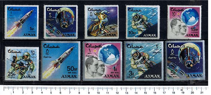 38915 - AJMAN, Anno 1966, # 88-97 - Ricerche spaziali - 10 valori serie completa nuova senza colla