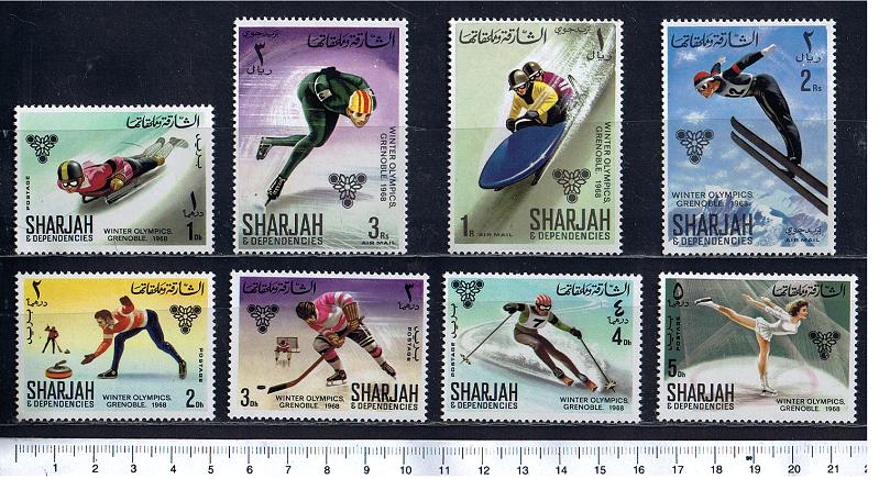 38936 - SHARJAH (ora U.E.A.), Anno 1968 - # 289-96 * Olimpiadi invernali di Grenoble, soggetti diversi - 8 valori serie completa nuova