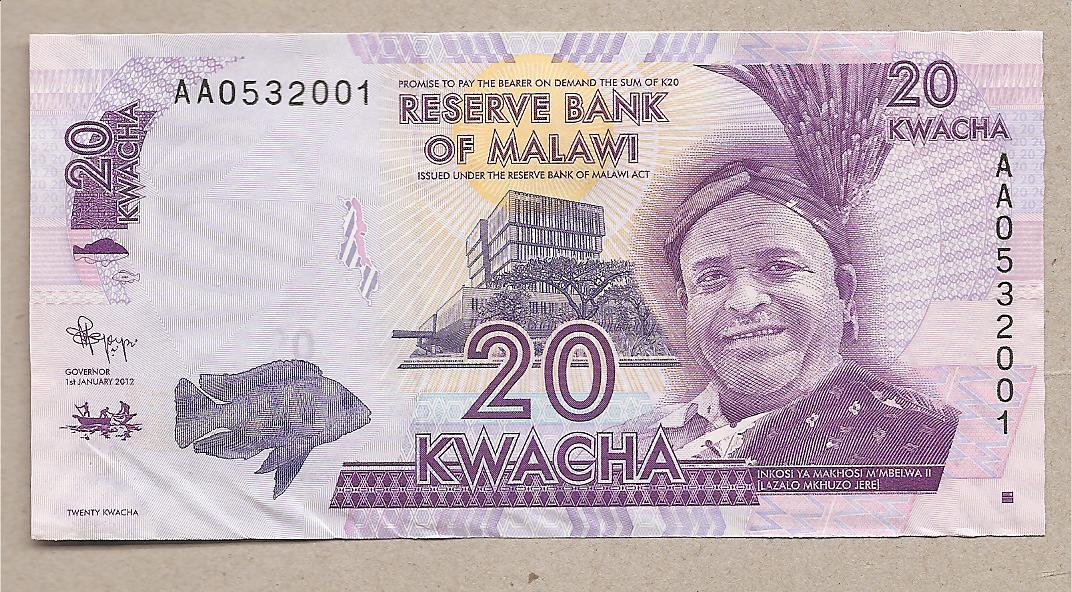39231 - Malawi - banconota non circolata da 20 Kwacha - 2012
