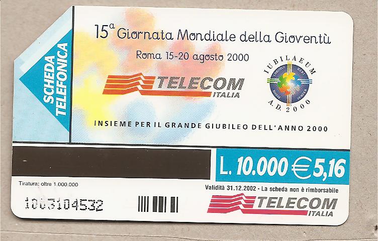 39307 - Italia - scheda telefonica usata da  10000/ 5,16 - 15 Giornata Mondiale della Giovent