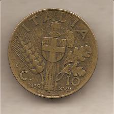 39404 - Italia - moneta circolata da 10 centesimi  Imperiale 2 Tipo  - 1939