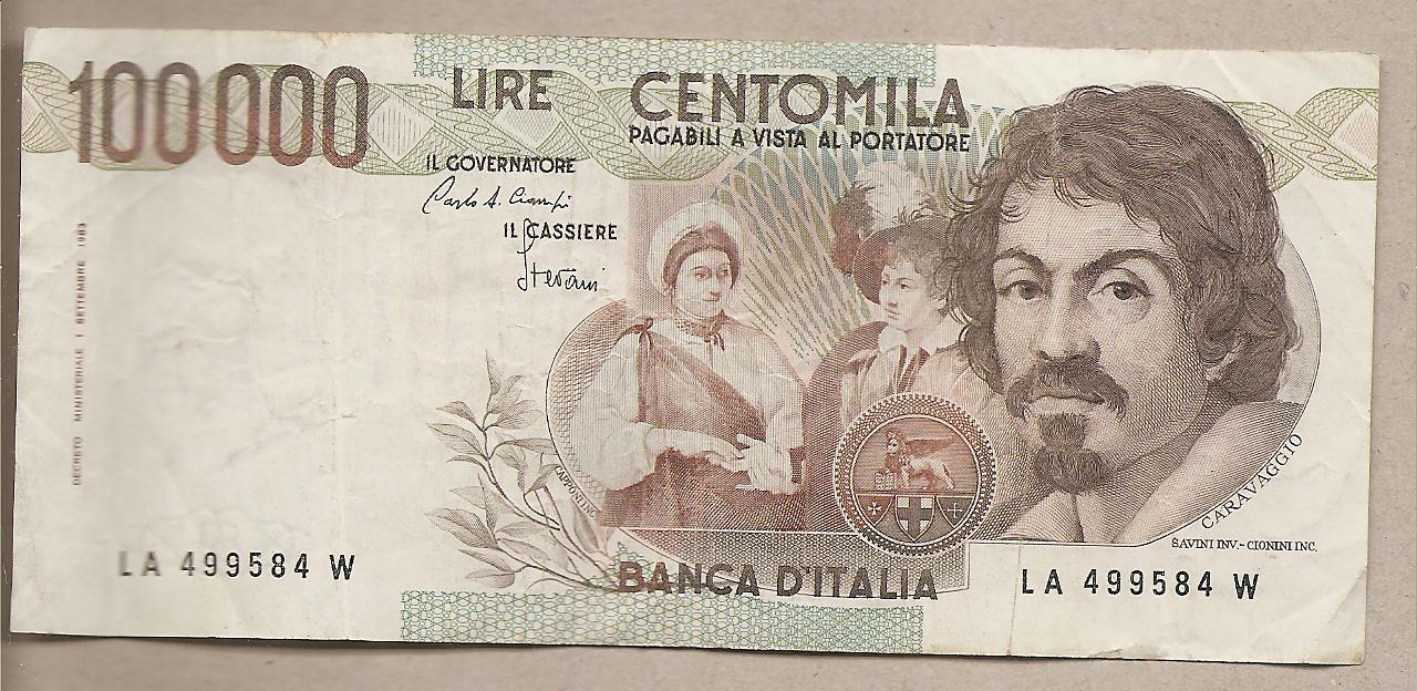 39490 - Italia - banconota circolata da 100.000 Lire - 1983 - Caravaggio I Tipo