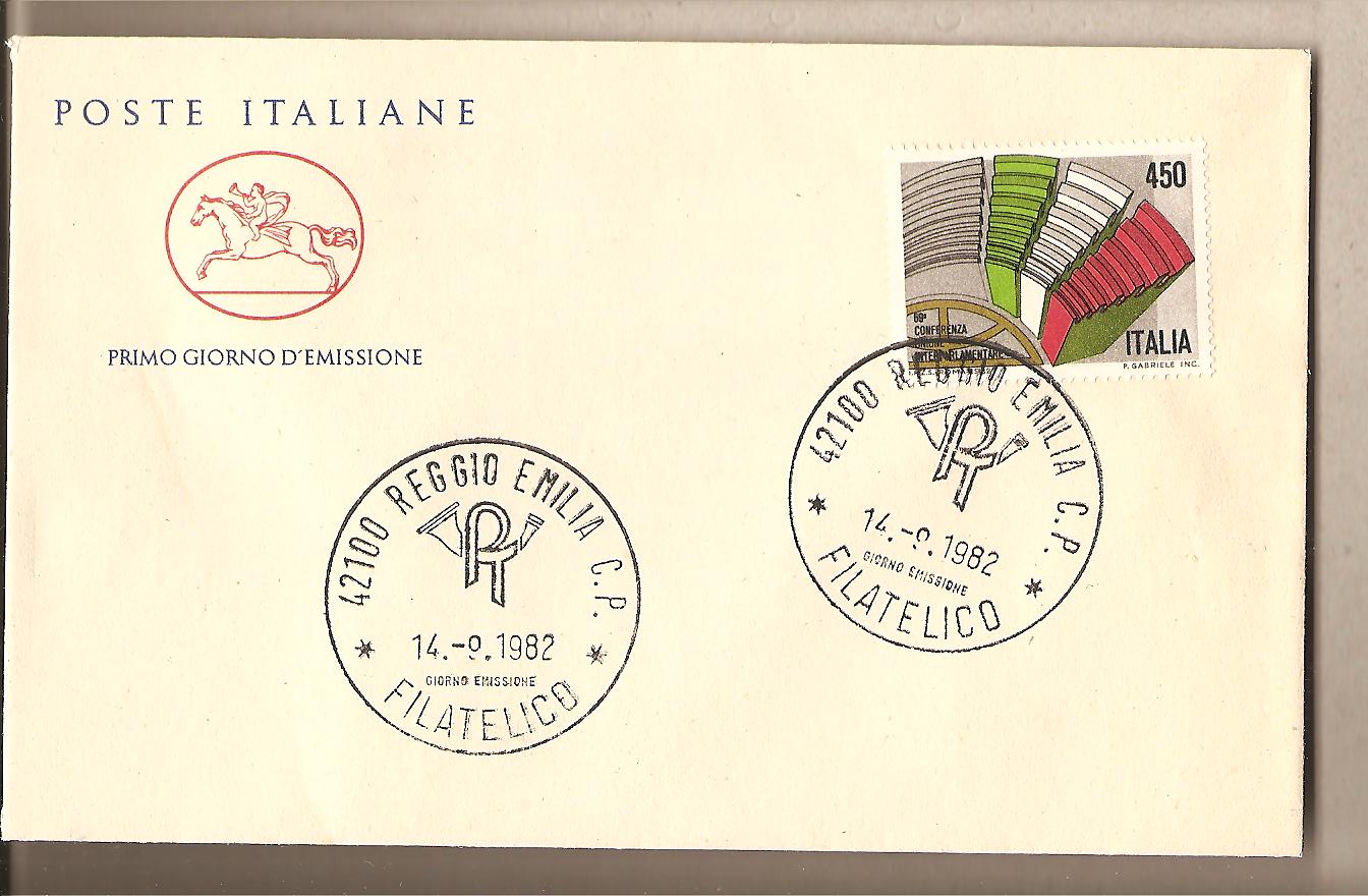 39683 - Italia - busta FDC con serie completa: conferenza interparlamentare - 1982
