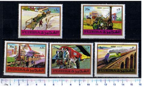 39773 - FUJEIRA	1971-614-18  *	Locomotive del Far West: dipinti famosi - 5 valori serie completa nuova senza colla