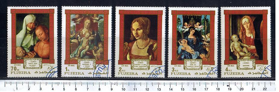 39774 - FUJEIRA	1971	668-72  *	500 Anniversario della nascita di Durer: dipinti famosi - 5 valori serie completa timbrata 	