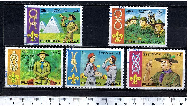 39915 - FUJEIRA, Anno 1971, # 700-04 TS.810/814 - Boys Scouts Jamboree 71 - 5 valori serie completa timbrata