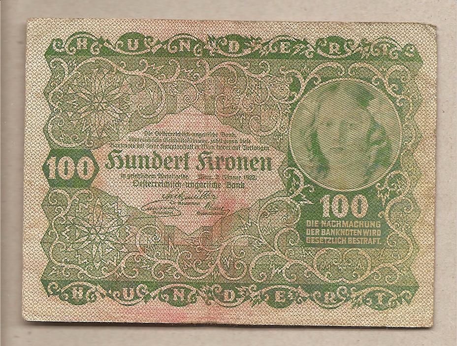 39947 - Impero Austro-Ungarico - banconota circolata da 100 Corone - 1922