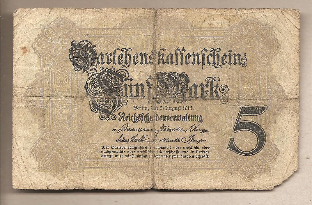 40149 - Impero Tedesco - banconota circolata da 5 Marchi - 1914